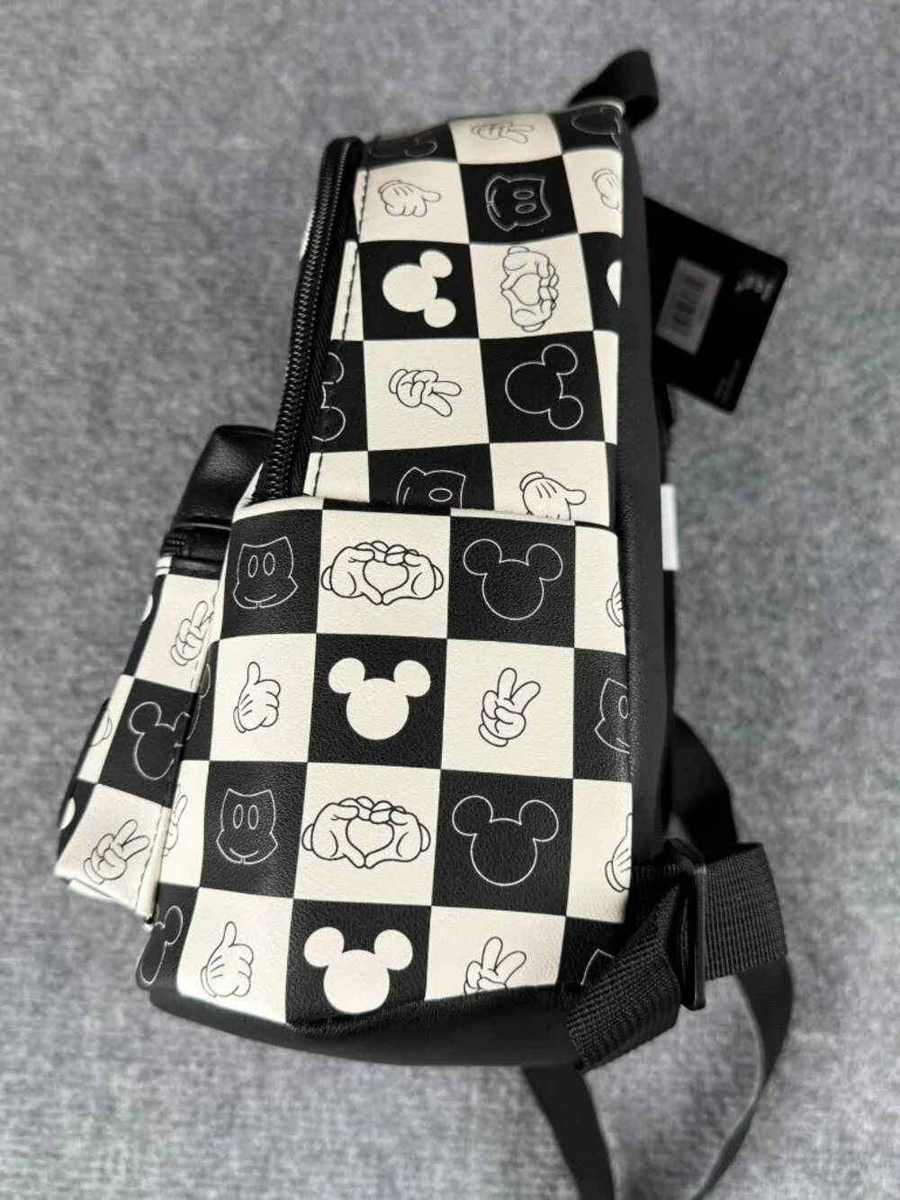 Disney Mickey Mouse Mini Backpack NWT Bioworld Black White Checkerboard  m-tnove